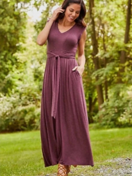MATILDA JANE Dresses & Skirts - MATILDA JANE Chasing Waterfalls Purple Jersey Tie Waist Maxi Dress Size XL NWT